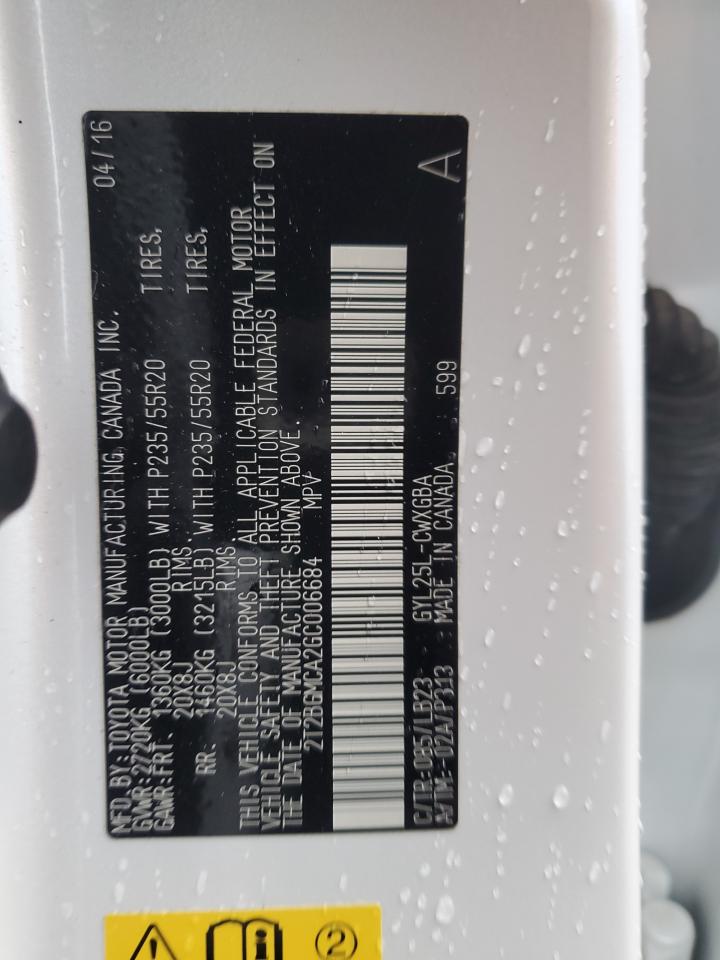 2016 Lexus Rx 450H Base VIN: 2T2BGMCA2GC006684 Lot: 92289035