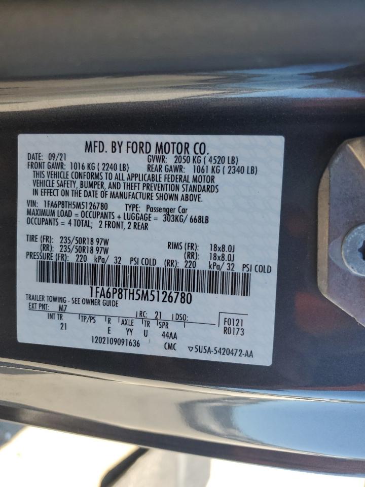 2021 Ford Mustang VIN: 1FA6P8TH5M5126780 Lot: 91517145