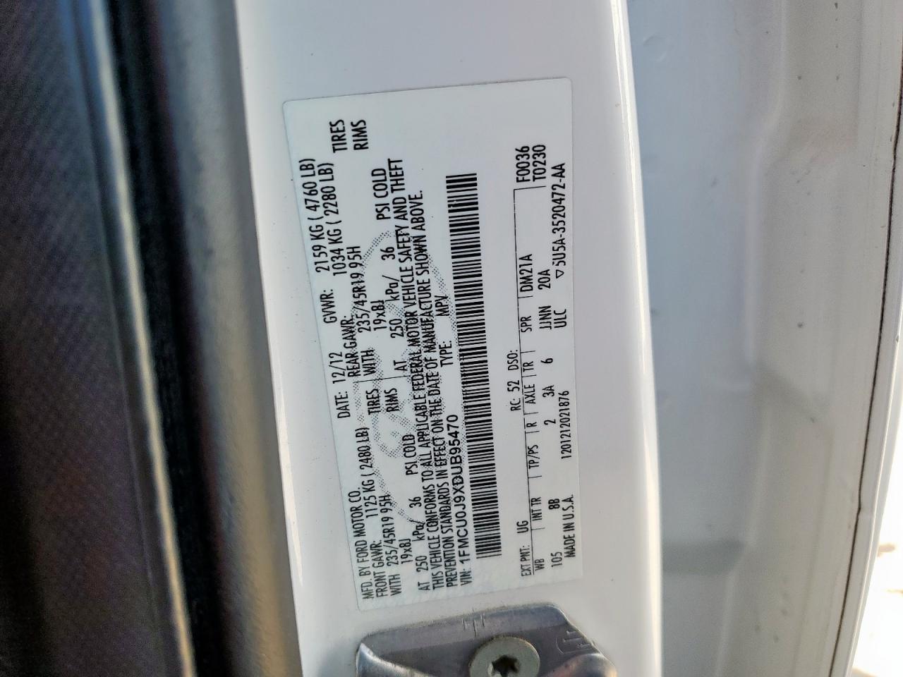 2013 Ford Escape Titanium VIN: 1FMCU0J9XDUB95470 Lot: 91573135