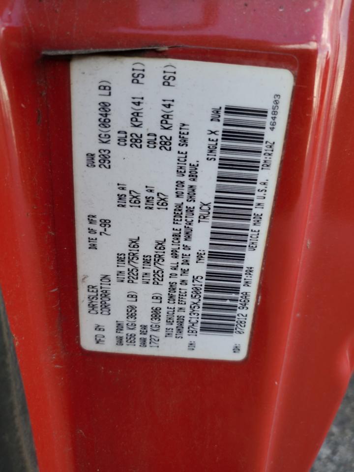 1999 Dodge Ram 1500 VIN: 1B7HC13Y5XJ500175 Lot: 91328545