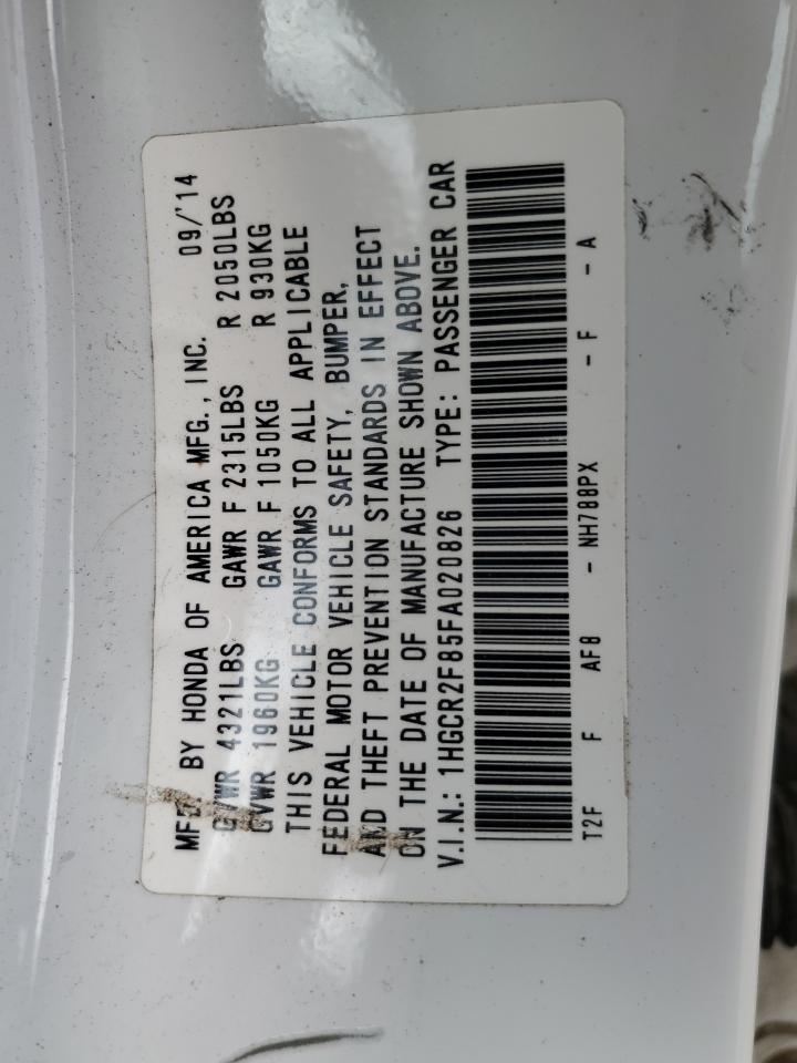 2015 Honda Accord Exl VIN: 1HGCR2F85FA020826 Lot: 91801325