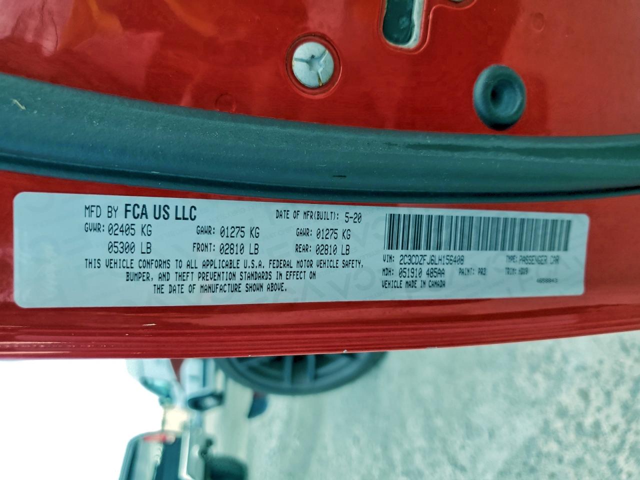 2020 Dodge Challenger R/T Scat Pack VIN: 2C3CDZFJ6LH156408 Lot: 94264205