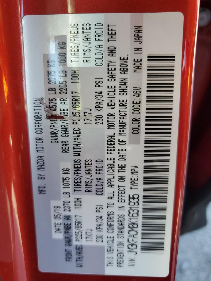 2019 Mazda Cx-5 Touring VIN: JM3KFACM8K1631935 Lot: 93017765