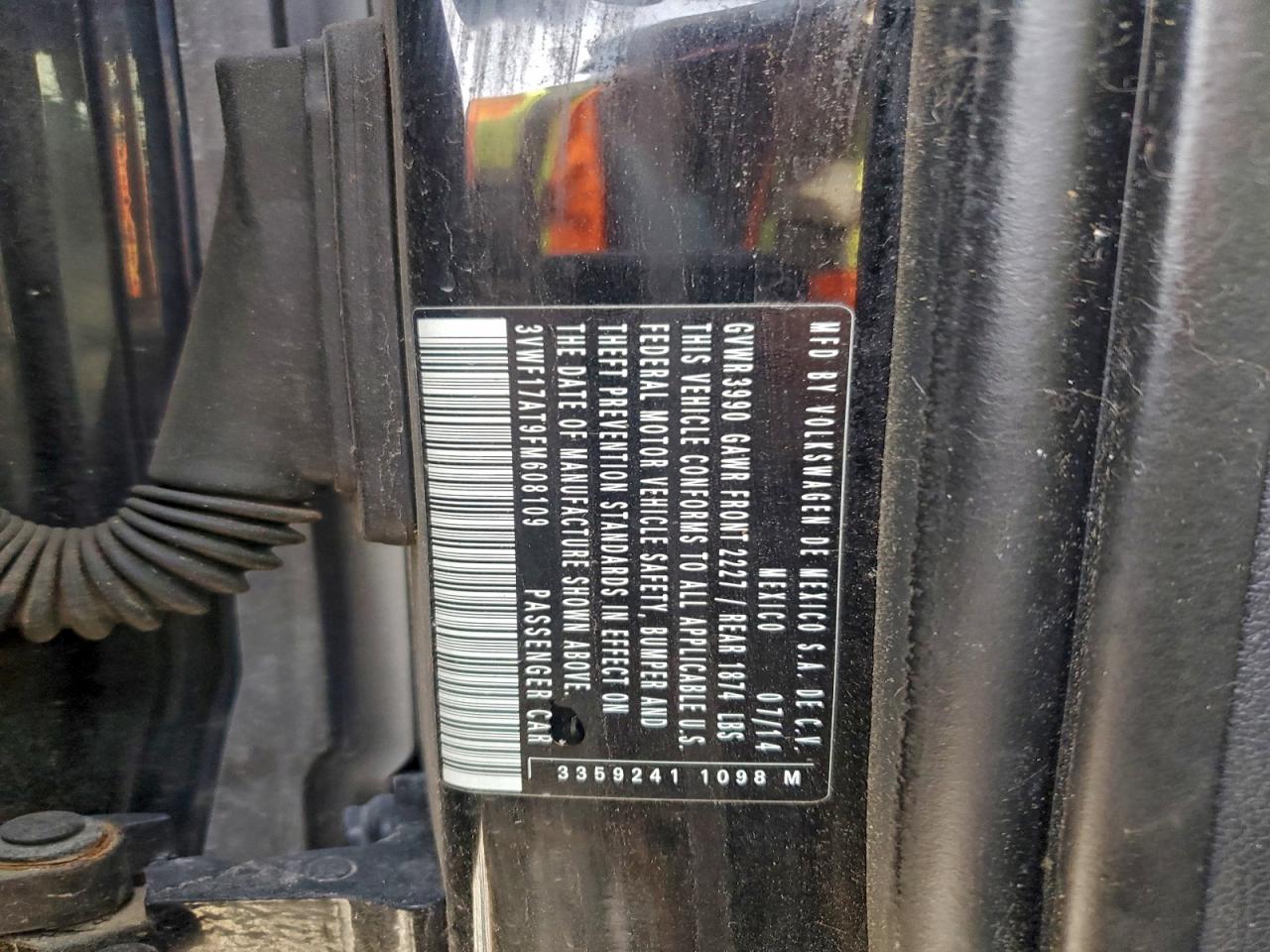 2015 Volkswagen Beetle 1.8T VIN: 3VWF17AT9FM608109 Lot: 93759935