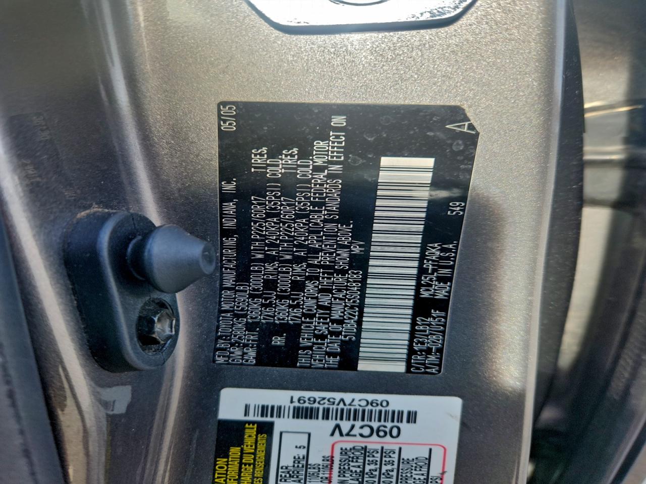 2005 Toyota Sienna Xle VIN: 5TDBA22C15S048183 Lot: 93967335