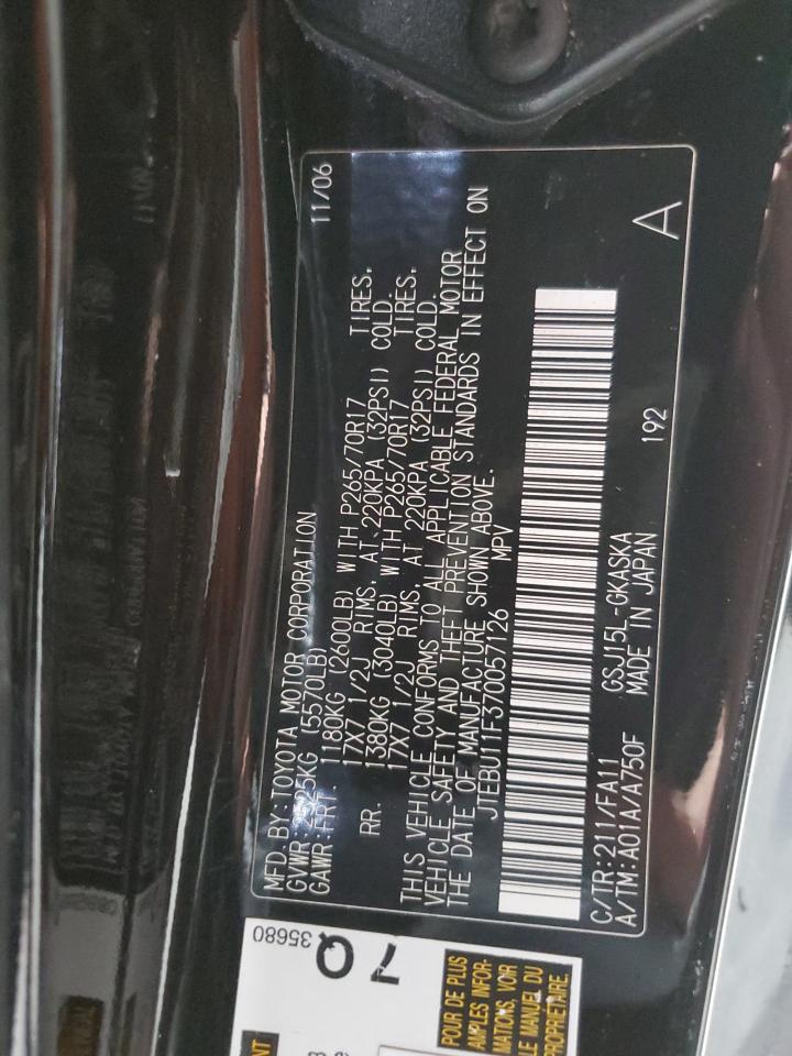 2007 Toyota Fj Cruiser VIN: JTEBU11F370057126 Lot: 92887805