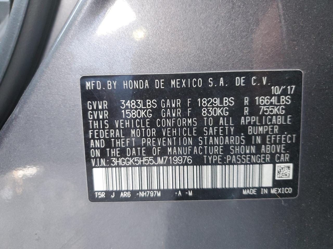 2018 Honda Fit Lx VIN: 3HGGK5H55JM719976 Lot: 92859305