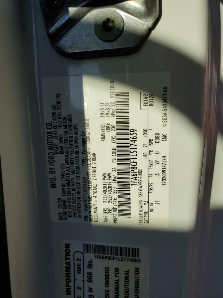 2020 Ford Mustang Gt VIN: 1FA6P8CF1L5174659 Lot: 82765285