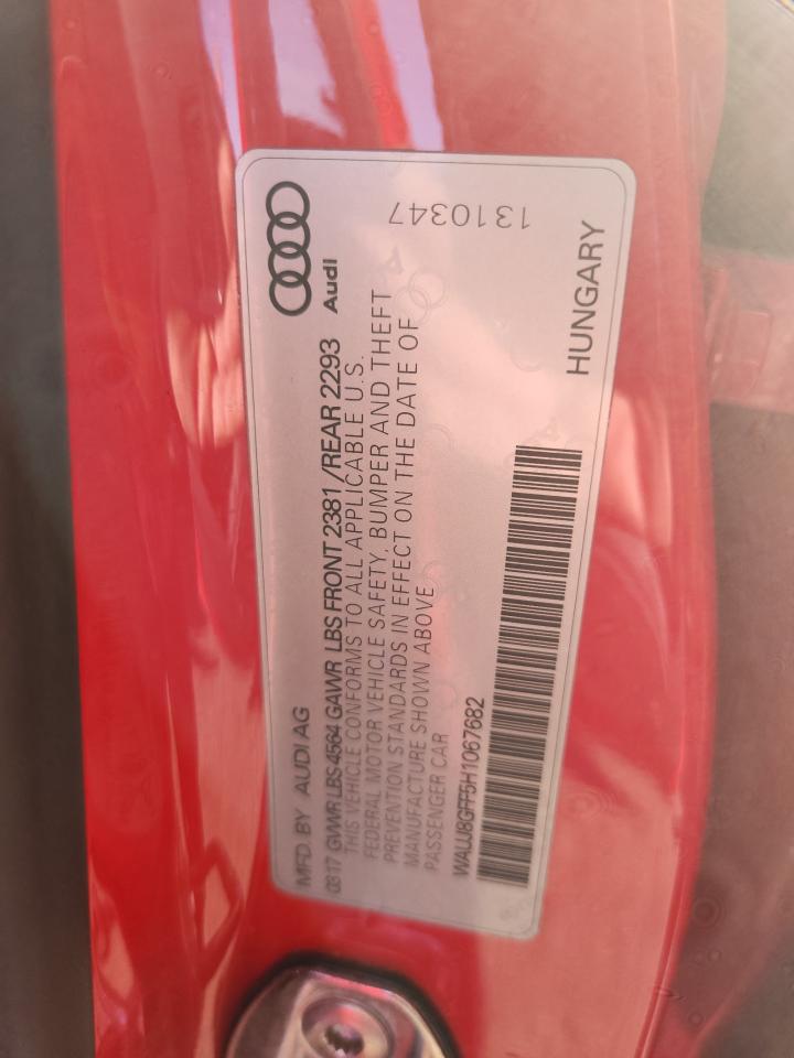 2017 Audi A3 Premium Plus VIN: WAUJ8GFF5H1067682 Lot: 92644915