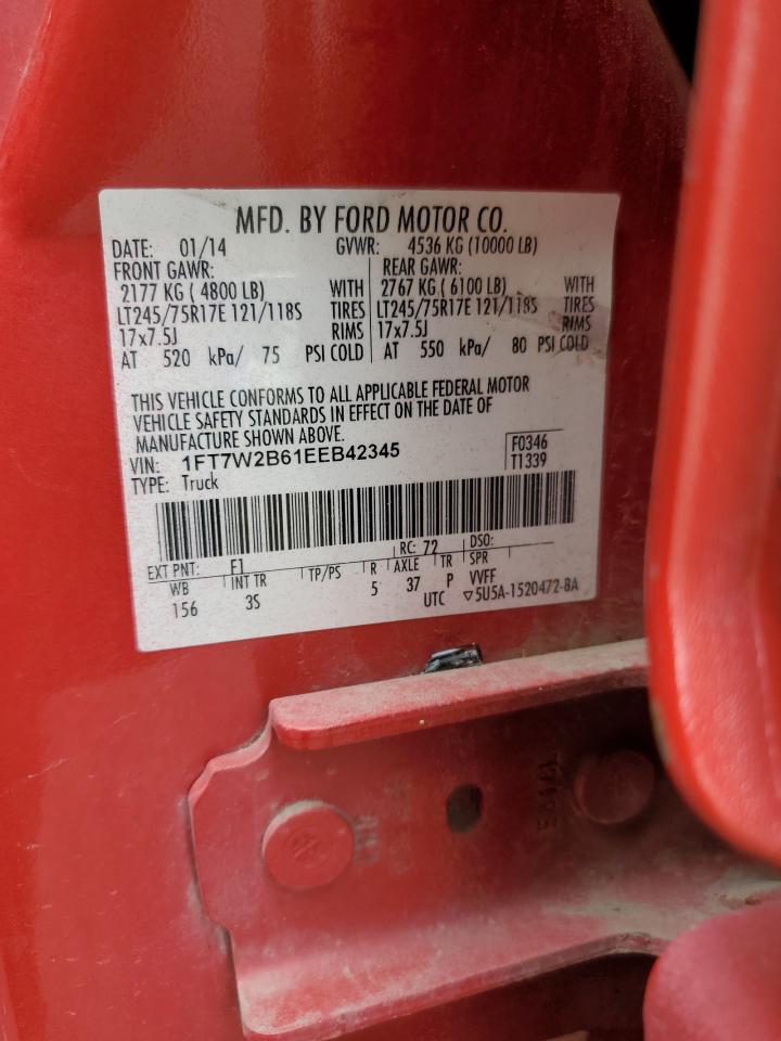 2014 Ford F250 Super Duty VIN: 1FT7W2B61EEB42345 Lot: 93424905
