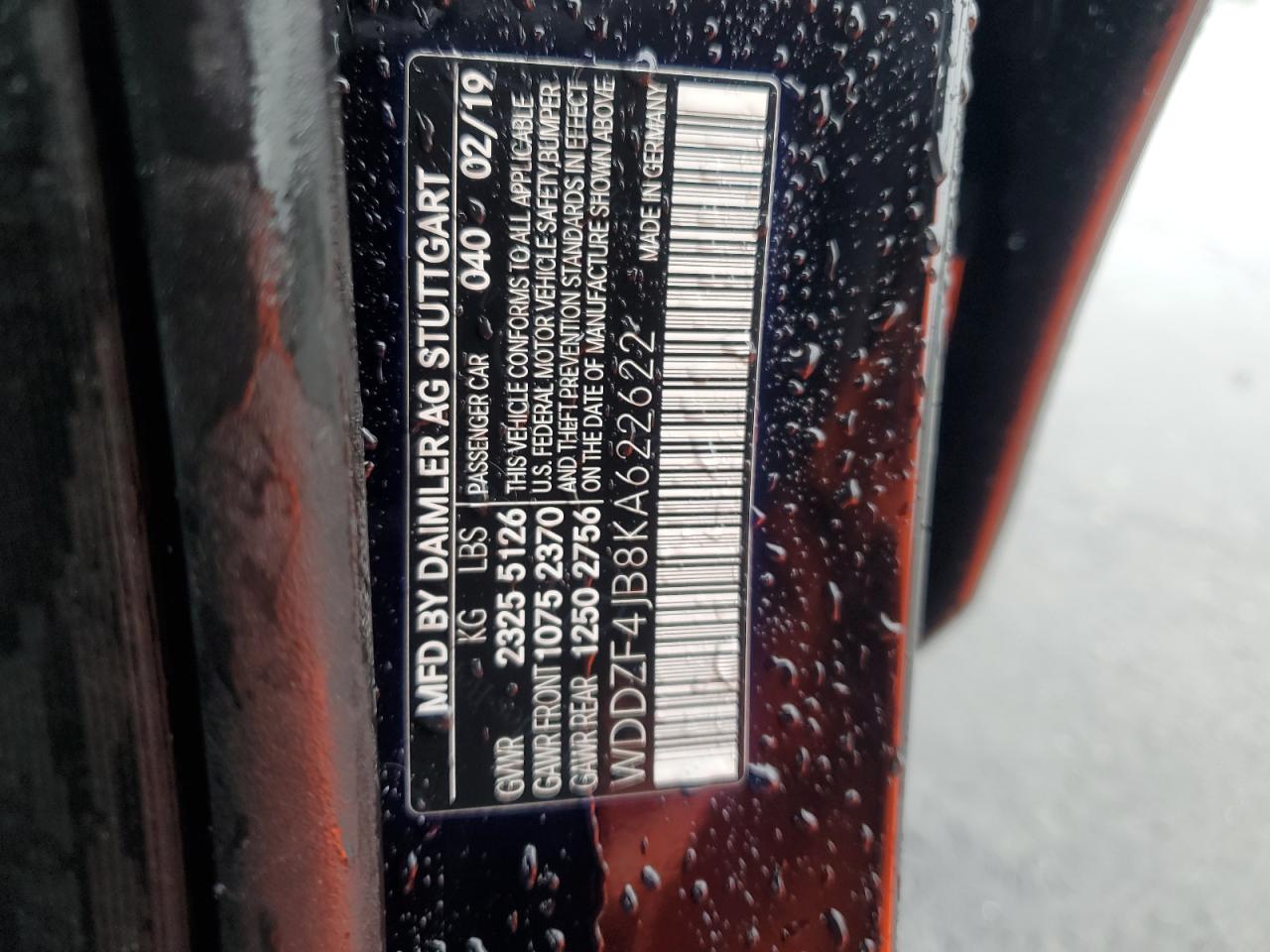 2019 Mercedes-Benz E 300 VIN: WDDZF4JB8KA622622 Lot: 92860345