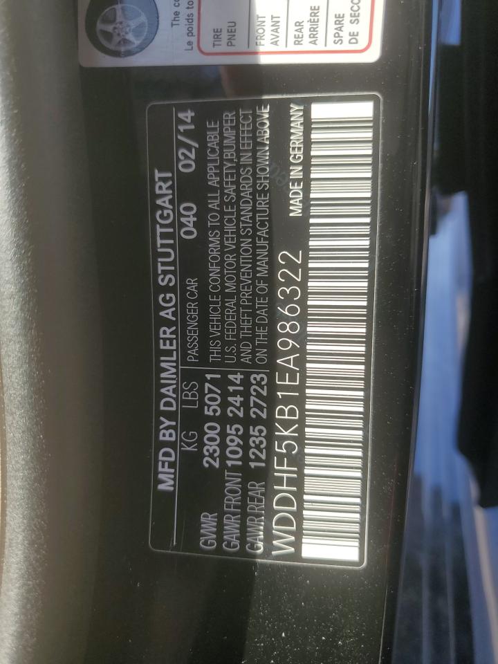 2014 Mercedes-Benz E 350 VIN: WDDHF5KB1EA986322 Lot: 92716685