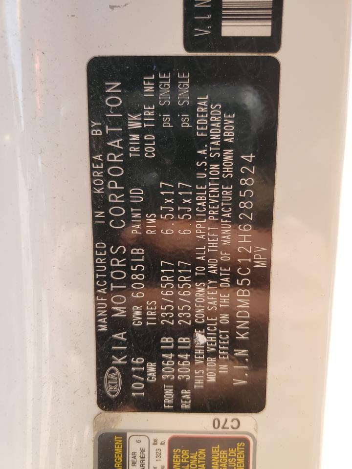 2017 Kia Sedona Lx VIN: KNDMB5C12H6285824 Lot: 91506425