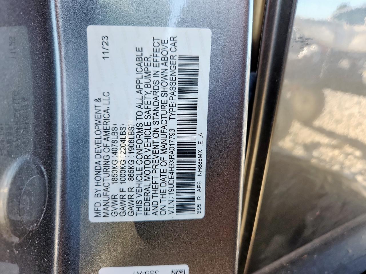 2024 Acura Integra A-Spec VIN: 19UDE4H3XRA017793 Lot: 91595185