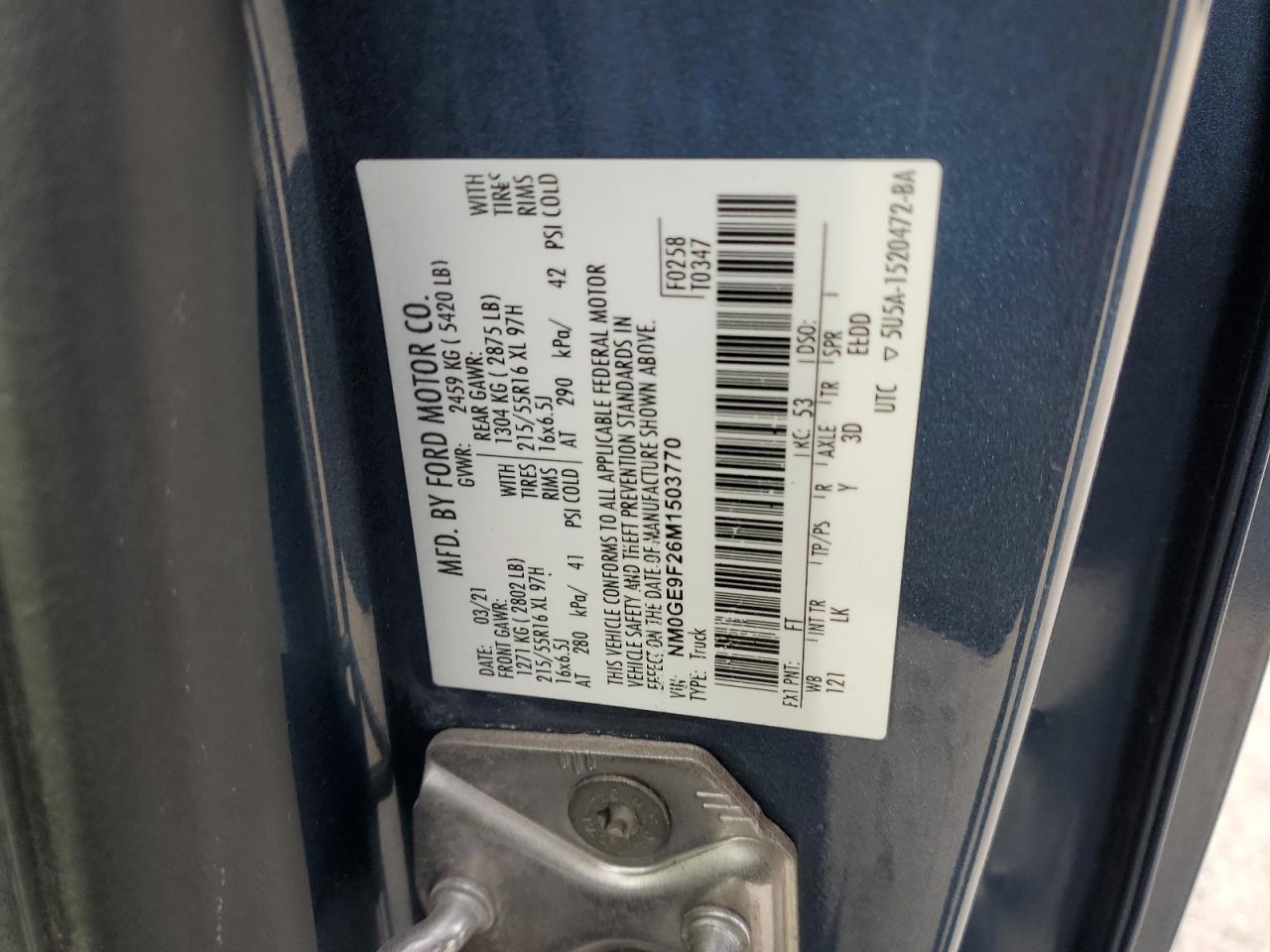 2021 Ford Transit Connect Xlt VIN: NM0GE9F26M1503770 Lot: 92034745