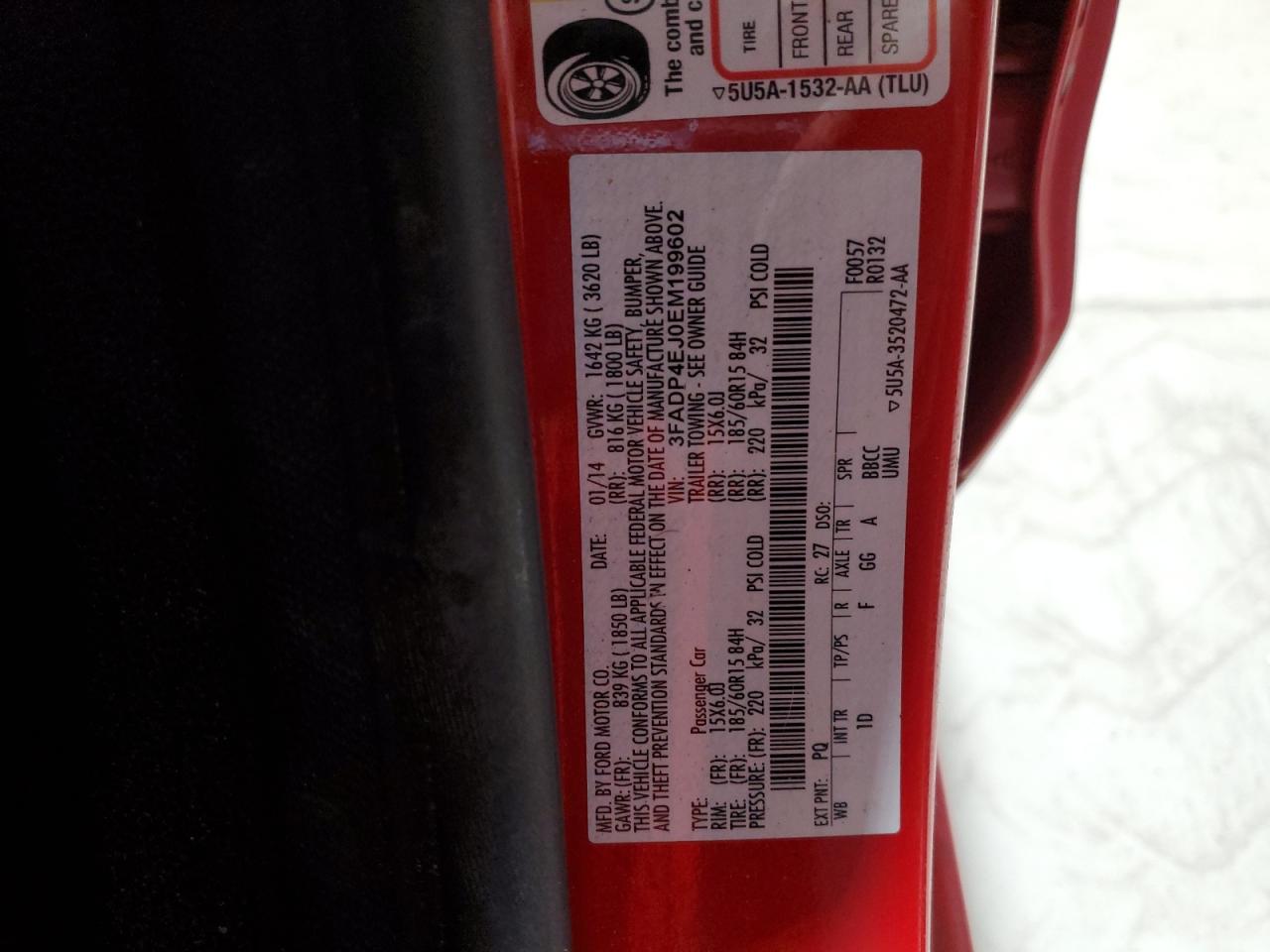 2014 Ford Fiesta Se VIN: 3FADP4EJ0EM199602 Lot: 92528615