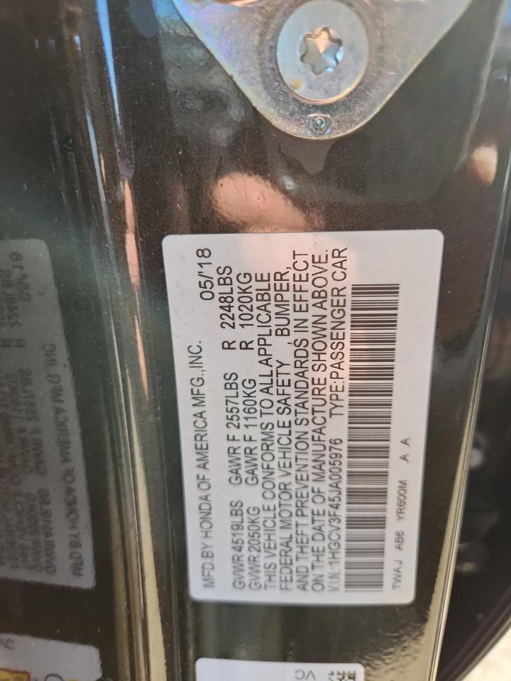 2018 Honda Accord Hybrid Ex VIN: 1HGCV3F45JA005976 Lot: 90600665