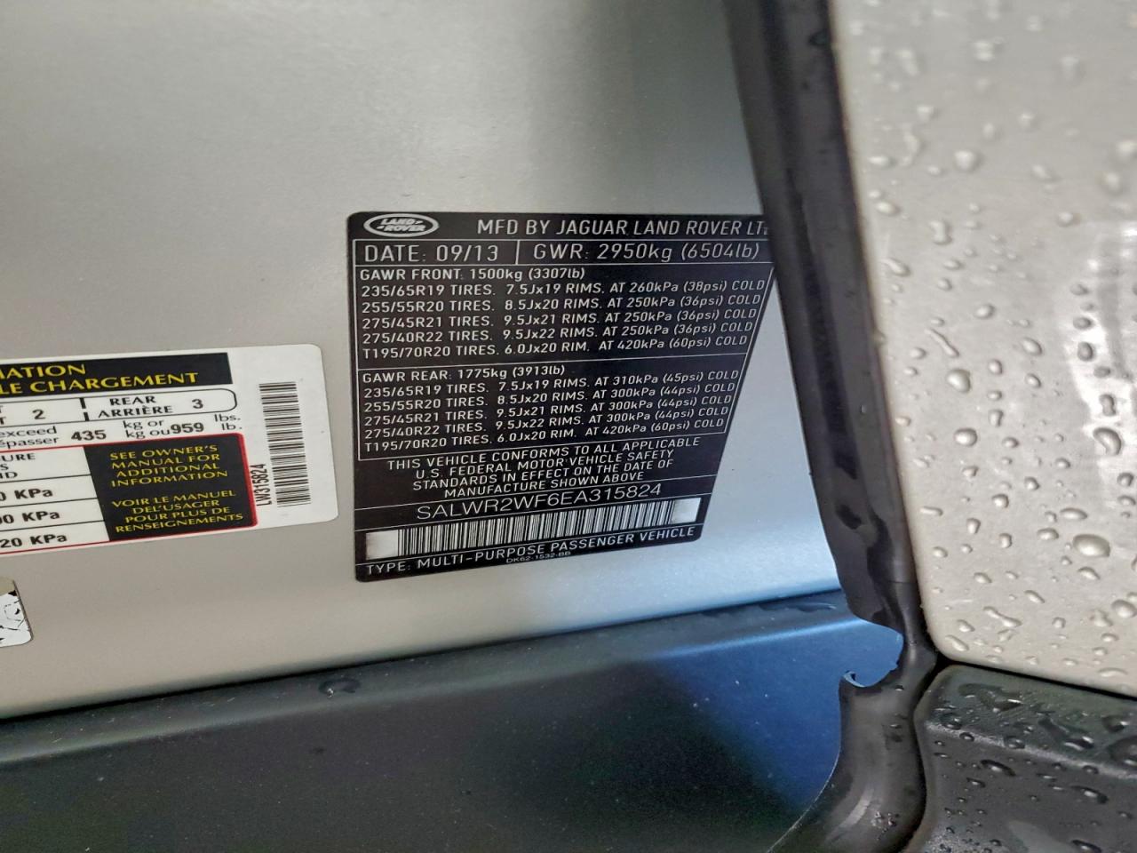 2014 Land Rover Range Rover Sport Hse VIN: SALWR2WF6EA315824 Lot: 94280825