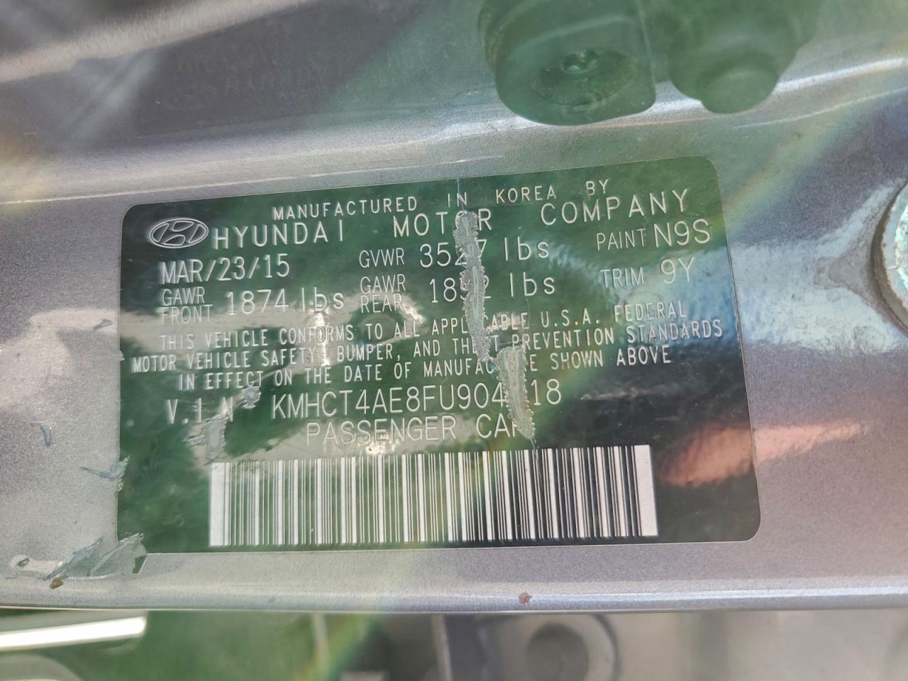 2015 Hyundai Accent Gls VIN: KMHCT4AE8FU904018 Lot: 93611785