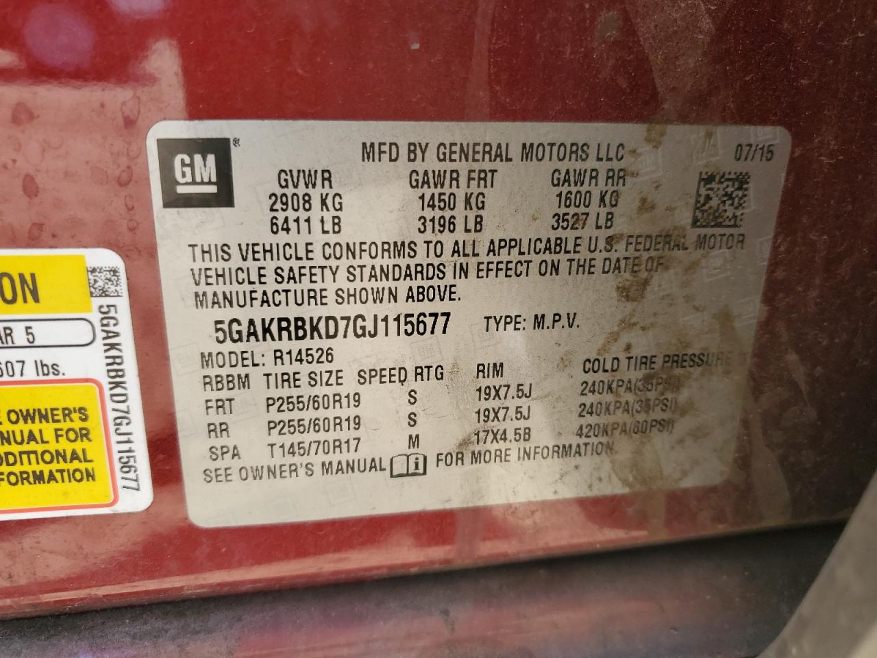 2016 Buick Enclave VIN: 5GAKRBKD7GJ115677 Lot: 92645165