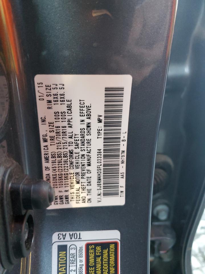 2015 Honda Cr-V Lx VIN: 5J6RM4H35FL033384 Lot: 91329115