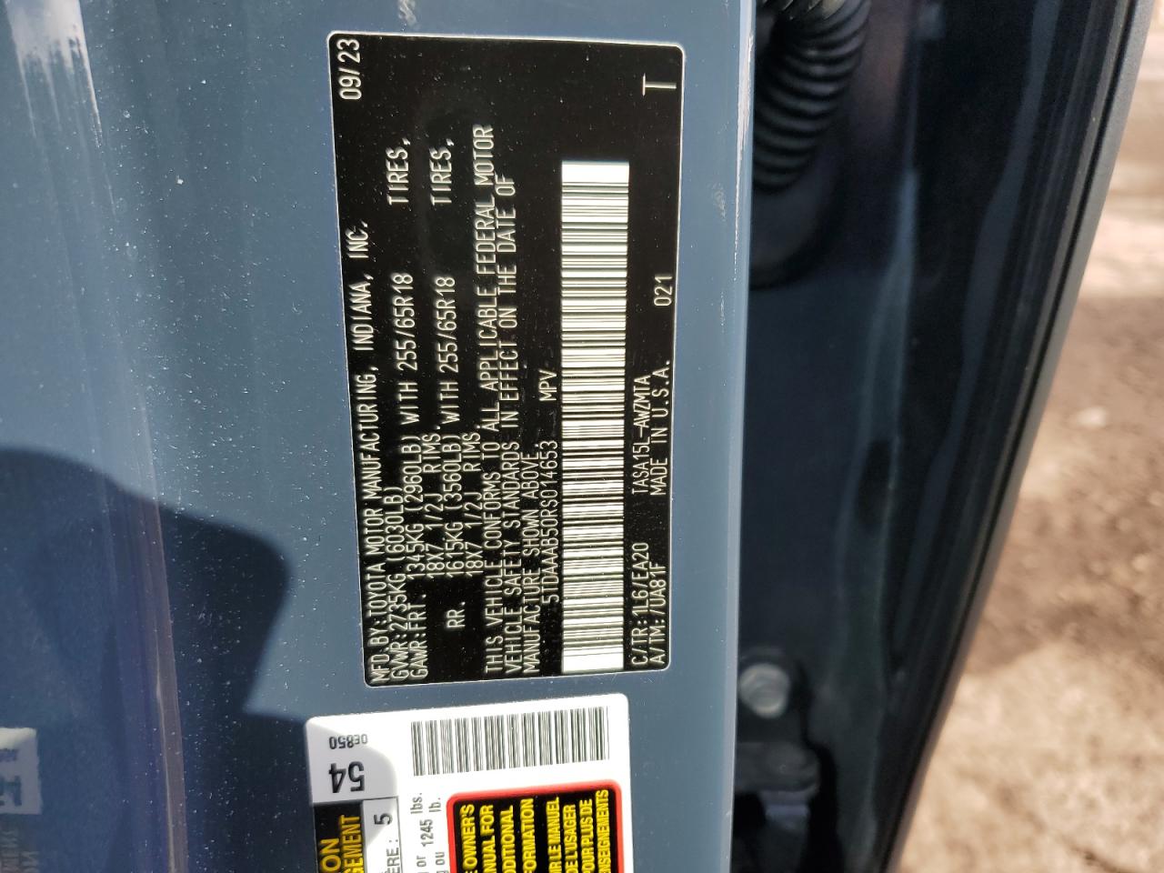 2024 Toyota Grand Highlander Xle VIN: 5TDAAAB50RS014653 Lot: 93714005