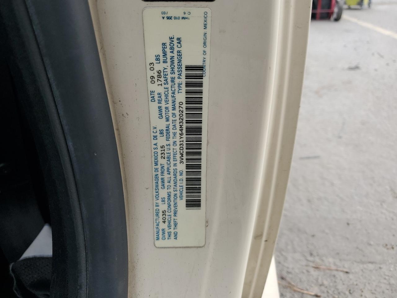 2004 Volkswagen New Beetle Gls VIN: 3VWCD31Y64M320270 Lot: 92897725