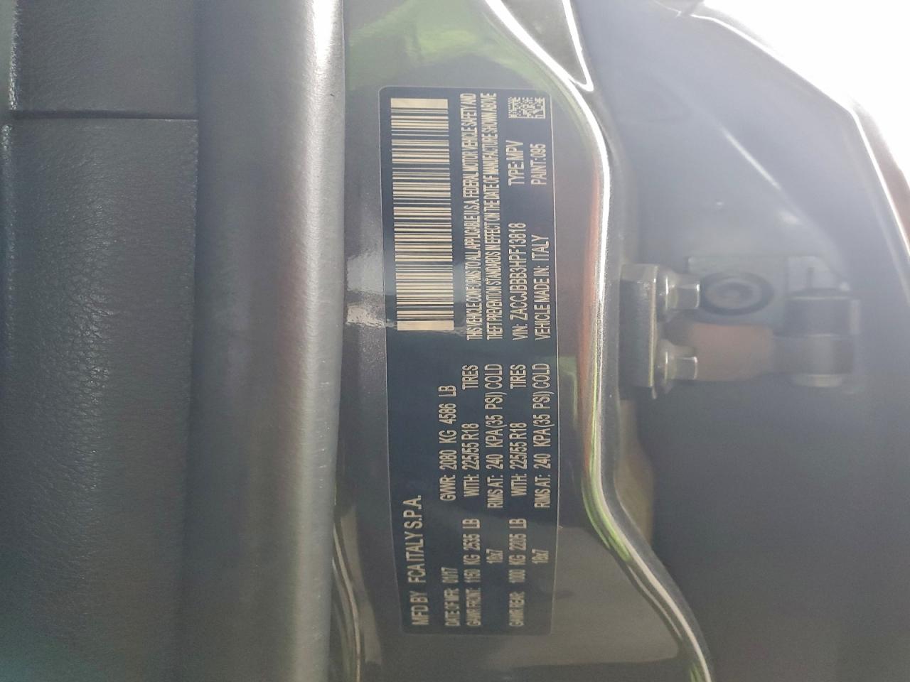 2017 Jeep Renegade Latitude VIN: ZACCJBBB3HPF13818 Lot: 94181805