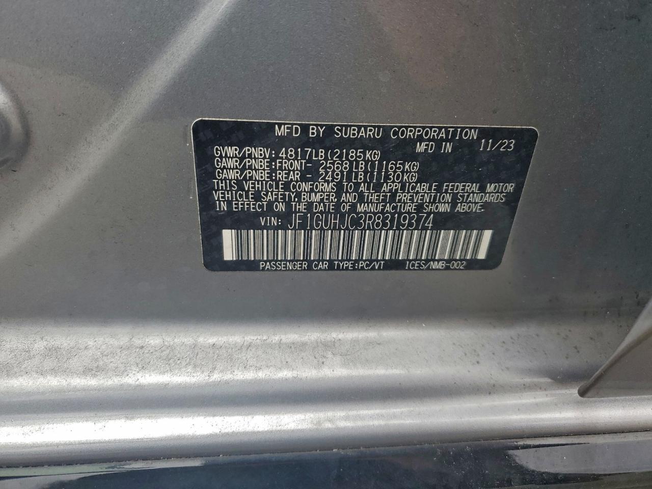 2024 Subaru Impreza Rs VIN: JF1GUHJC3R8319374 Lot: 93975835