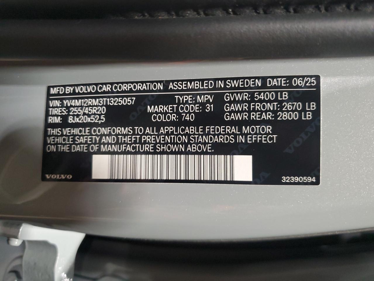 2026 Volvo Xc60 Ultra VIN: YV4M12RM3T1325057 Lot: 93758225