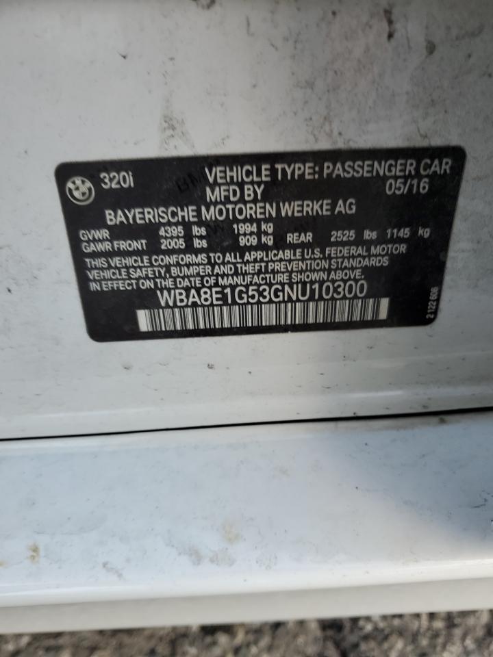 2016 BMW 320 I VIN: WBA8E1G53GNU10300 Lot: 93750985