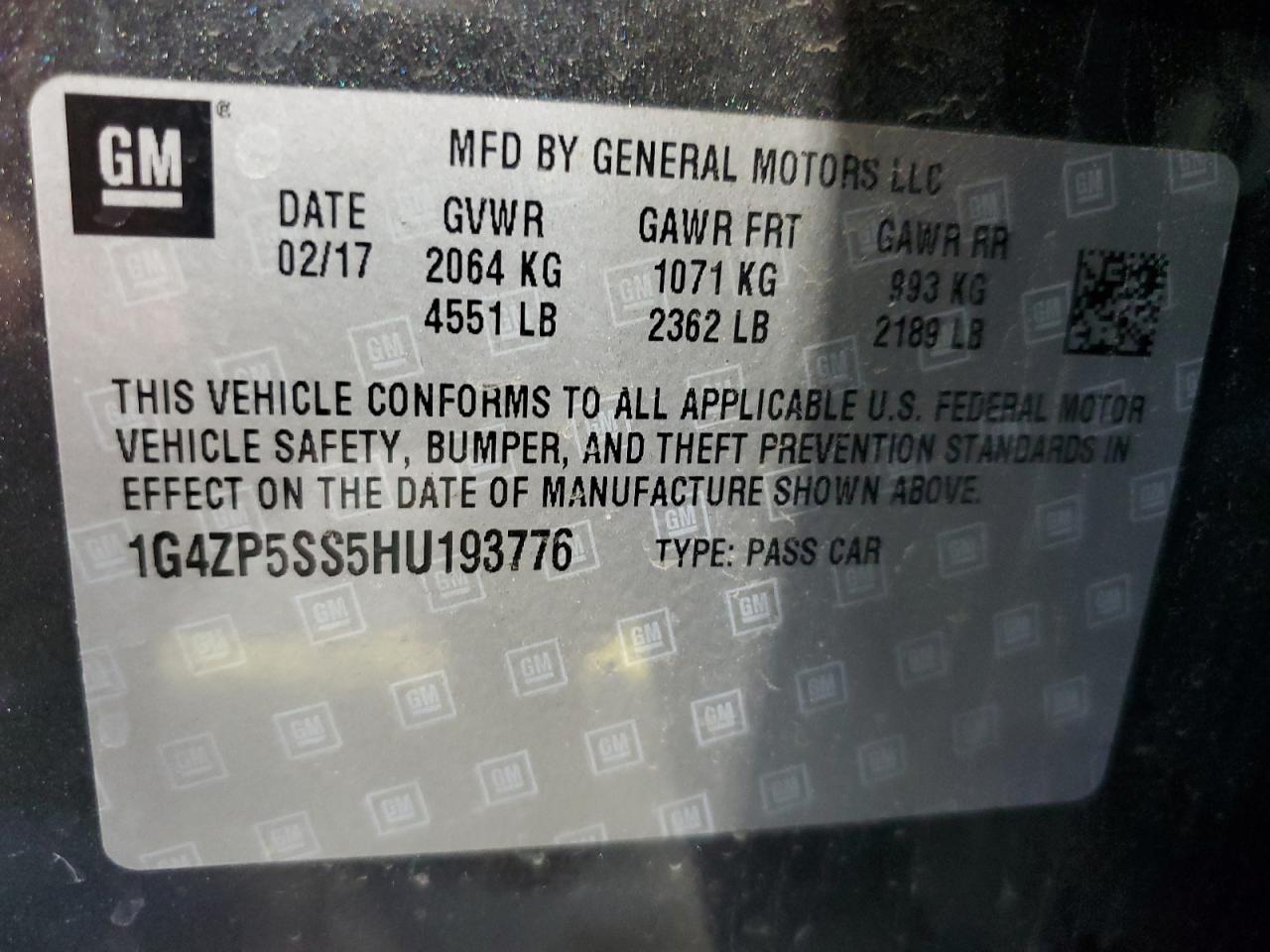 2017 Buick Lacrosse Essence VIN: 1G4ZP5SS5HU193776 Lot: 92391455