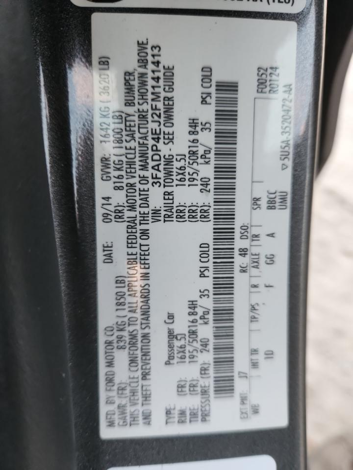 2015 Ford Fiesta Se VIN: 3FADP4EJ2FM141413 Lot: 91658245