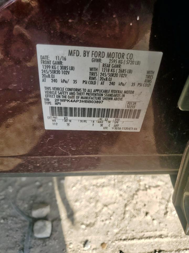 2017 Ford Edge Sport VIN: 2FMPK4AP3HBB03897 Lot: 92905515