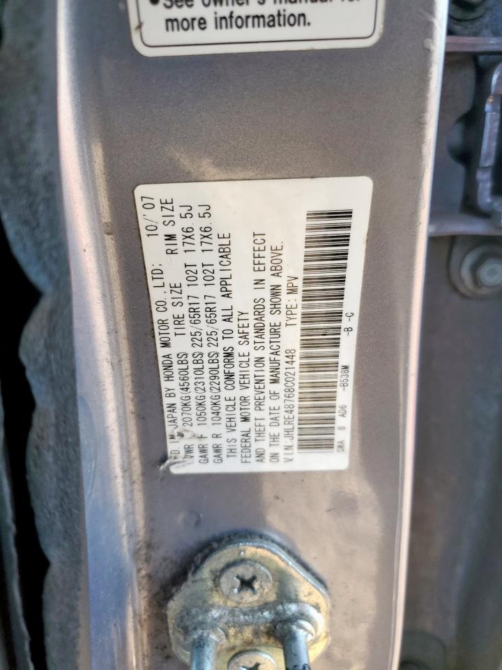 2008 Honda Cr-V Exl VIN: JHLRE48768C021448 Lot: 91013105