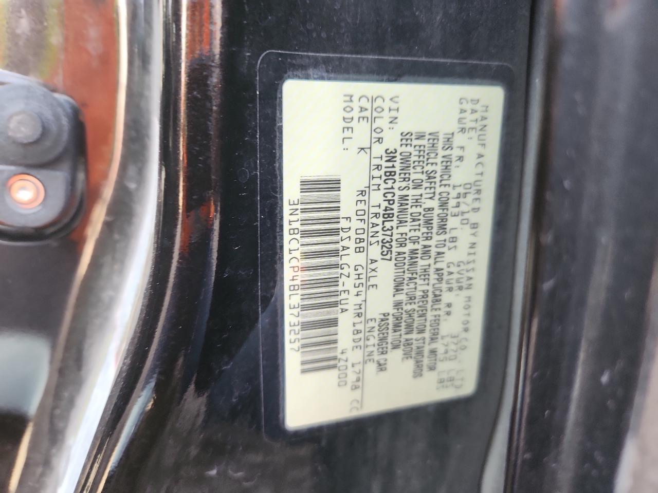 2011 Nissan Versa S VIN: 3N1BC1CP4BL373257 Lot: 93431545