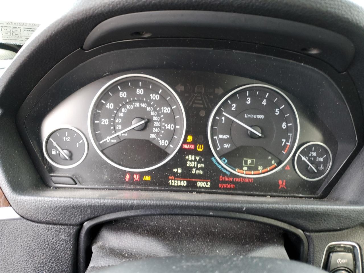 2013 BMW 328 Xi VIN: WBA3B3C5XDF531433 Lot: 92900015