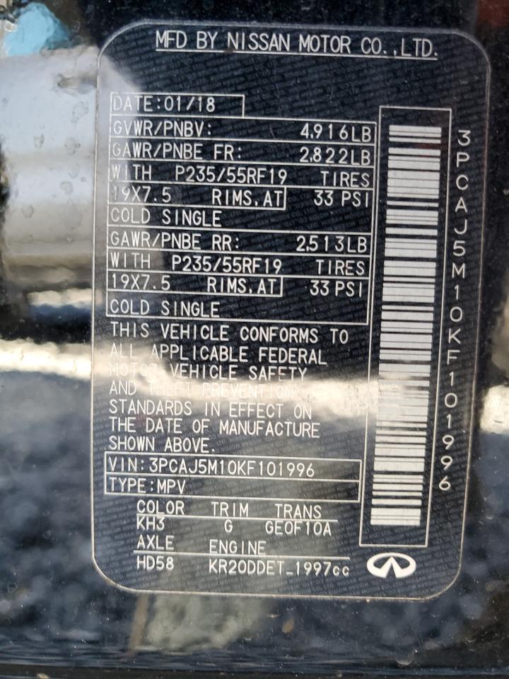 2019 Infiniti Qx50 Essential VIN: 3PCAJ5M10KF101996 Lot: 90048705