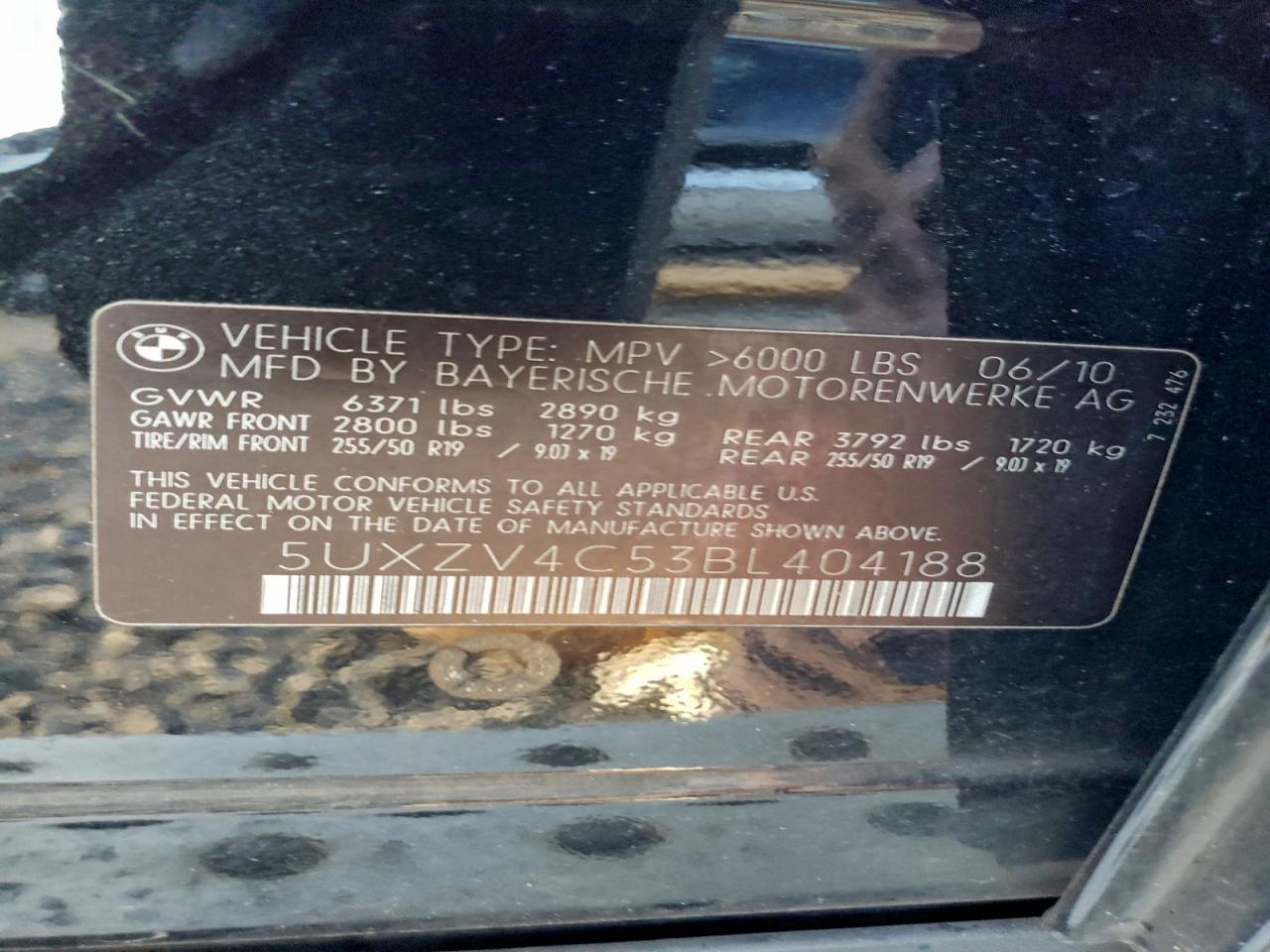 2011 BMW X5 xDrive35I VIN: 5UXZV4C53BL404188 Lot: 94374555