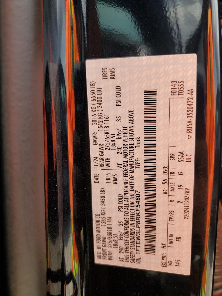 2024 Ford F150 Xlt VIN: 1FTEW3LP8RKF54807 Lot: 90744035