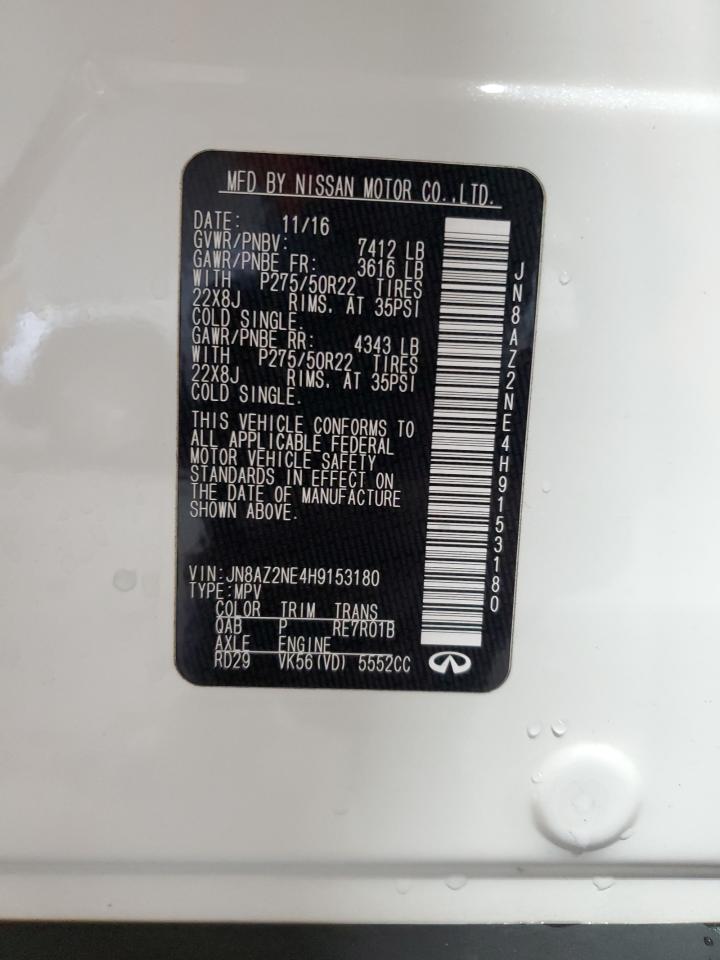 2017 Infiniti Qx80 Base VIN: JN8AZ2NE4H9153180 Lot: 92060955