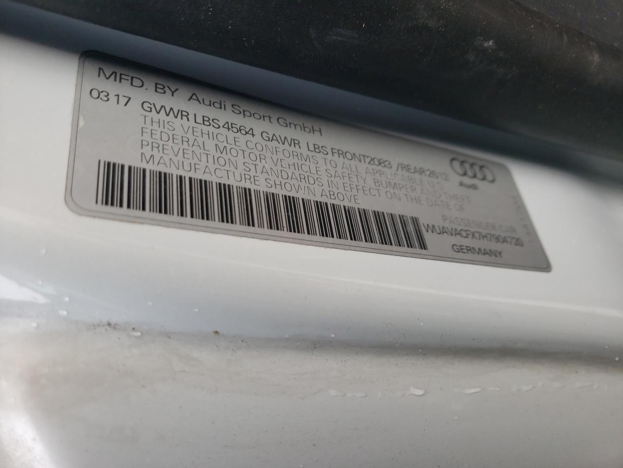 2017 Audi R8 Spyder VIN: WUAVACFX7H7904720 Lot: 93256255