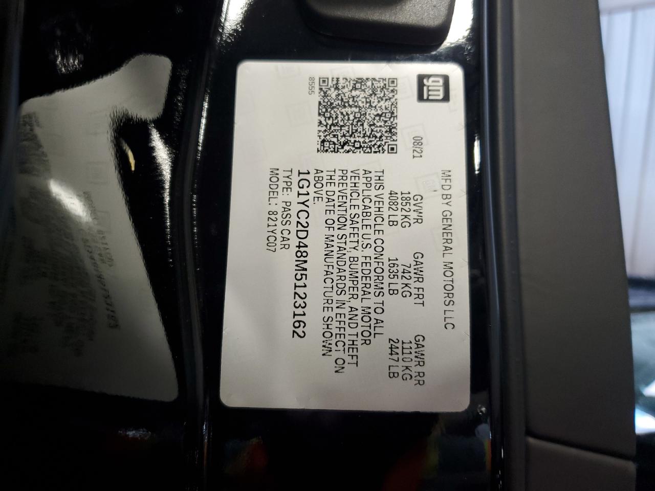 2021 Chevrolet Corvette Stingray 3Lt VIN: 1G1YC2D48M5123162 Lot: 92668545