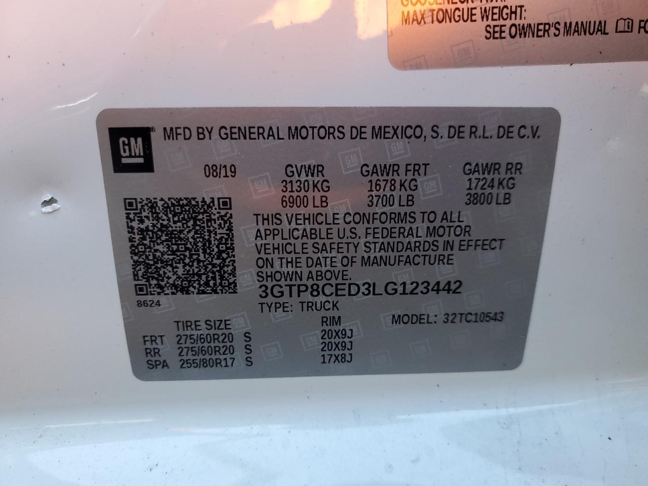 2020 GMC Sierra C1500 Elevation VIN: 3GTP8CED3LG123442 Lot: 92090695