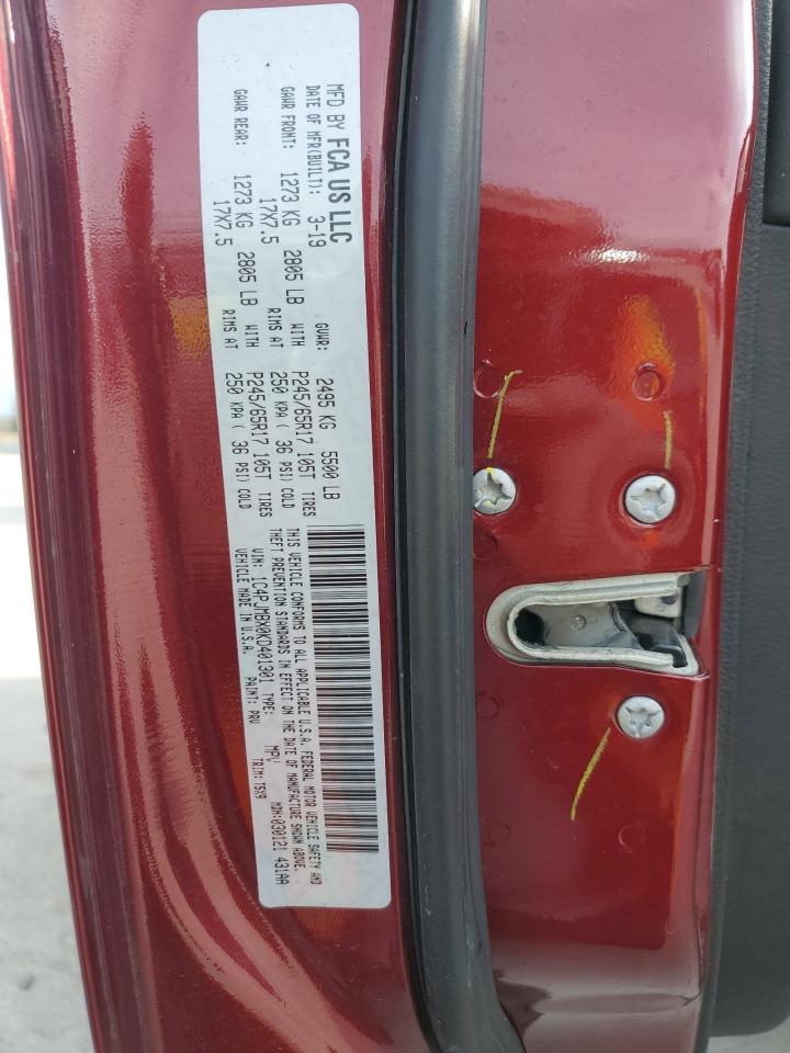 2019 Jeep Cherokee Trailhawk VIN: 1C4PJMBX0KD401301 Lot: 91706215