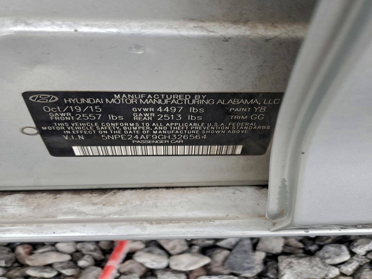 2016 Hyundai Sonata Se VIN: 5NPE24AF9GH326564 Lot: 94526845