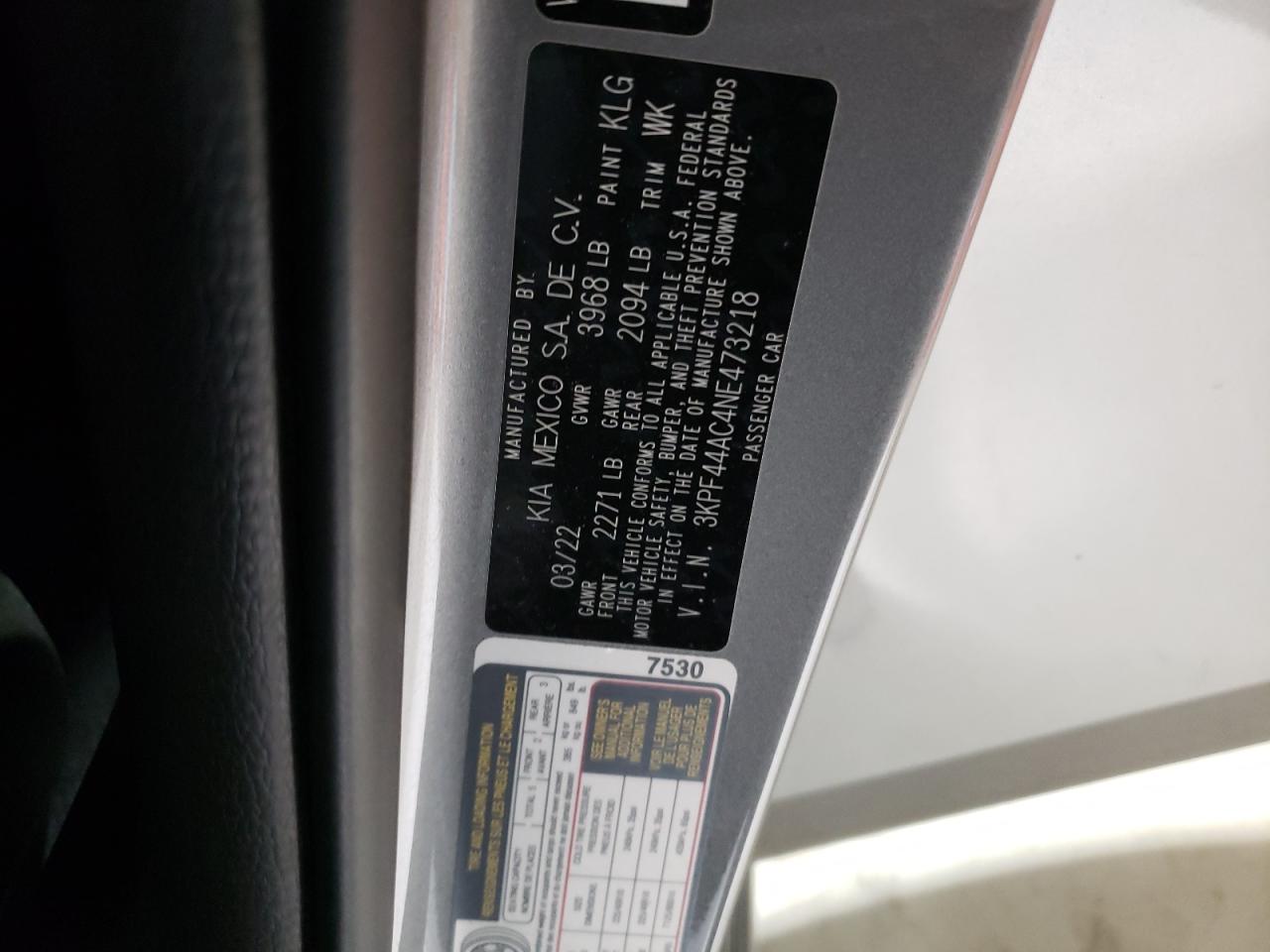 2022 Kia Forte Gt VIN: 3KPF44AC4NE473218 Lot: 92280305