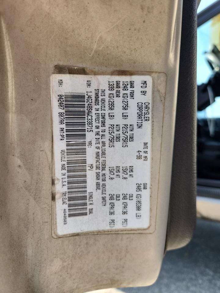 1998 Jeep Grand Cherokee Laredo VIN: 1J4GZ48S4WC338715 Lot: 93702435