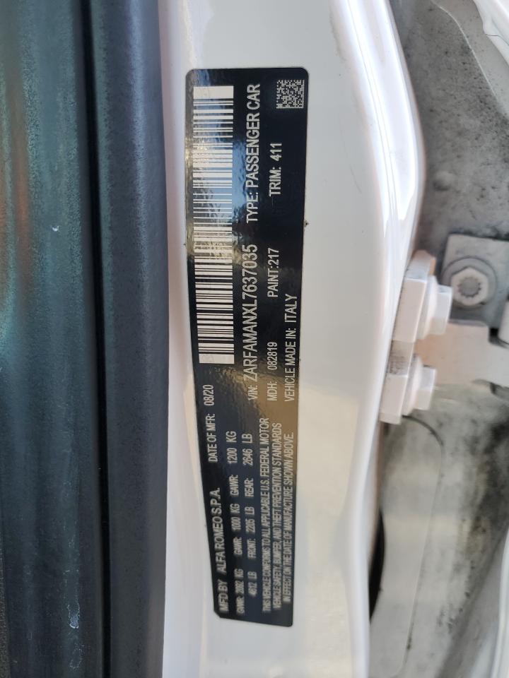 2020 Alfa Romeo Giulia VIN: ZARFAMANXL7637035 Lot: 91857545