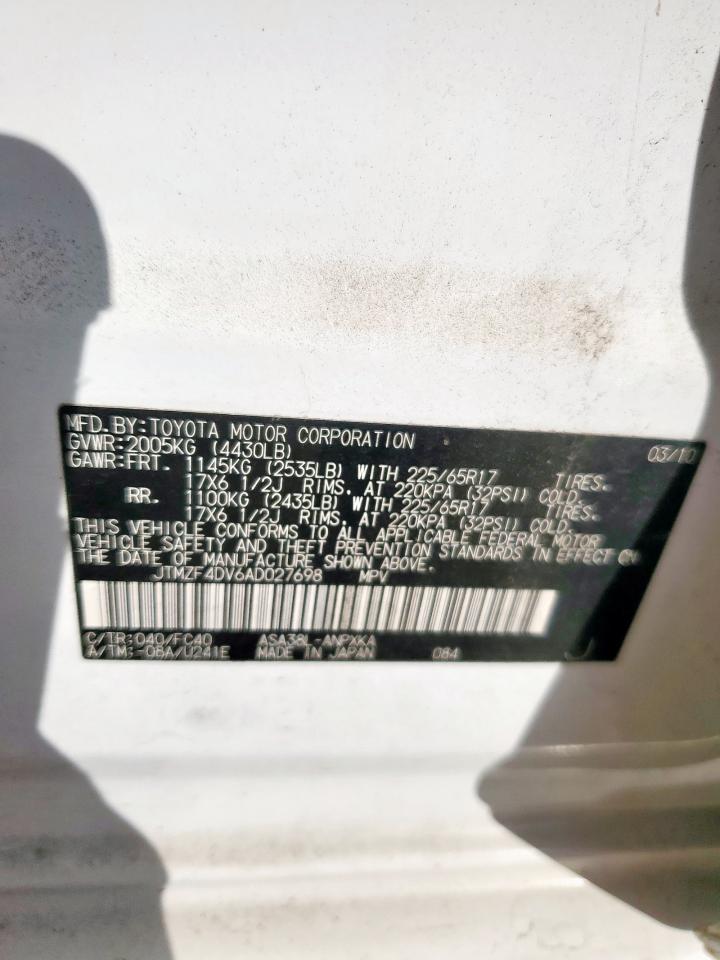 2010 Toyota Rav4 VIN: JTMZF4DV6AD027698 Lot: 93116015